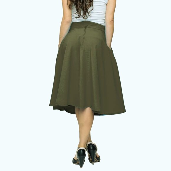 Rocksteady/Steady Clothing Olive Green Circle Skirt - Picture 3 of 3
